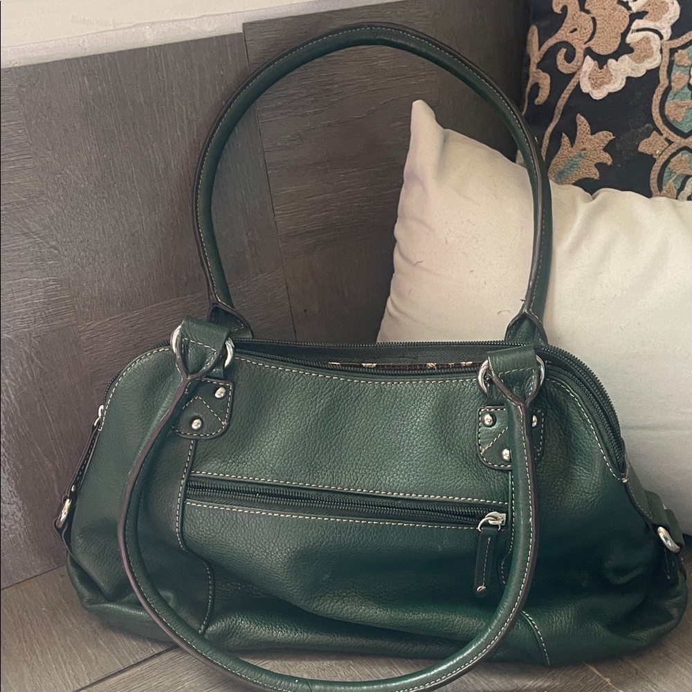 Tignanello Dark Green Leather Shoulder Bag
